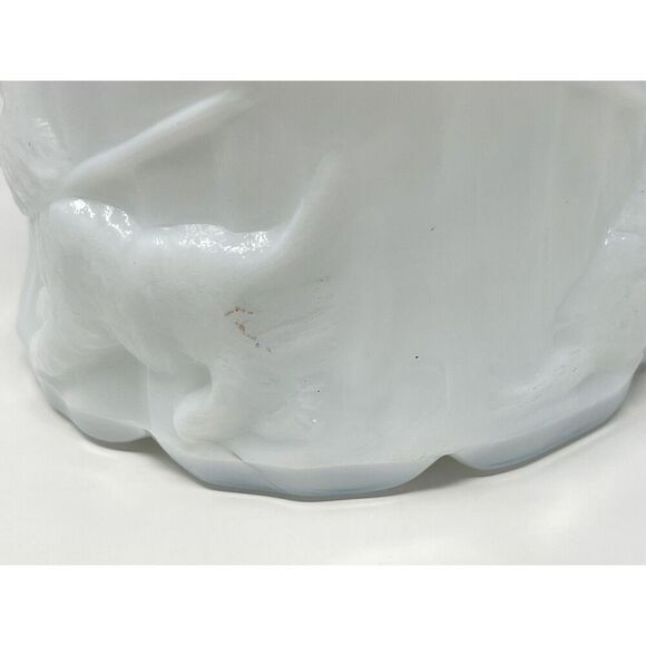Vintage Akro Agate Powder Dish White Scotty Dogs Milk Glass Bowl Trinket 3.5” - Picture 5 of 7